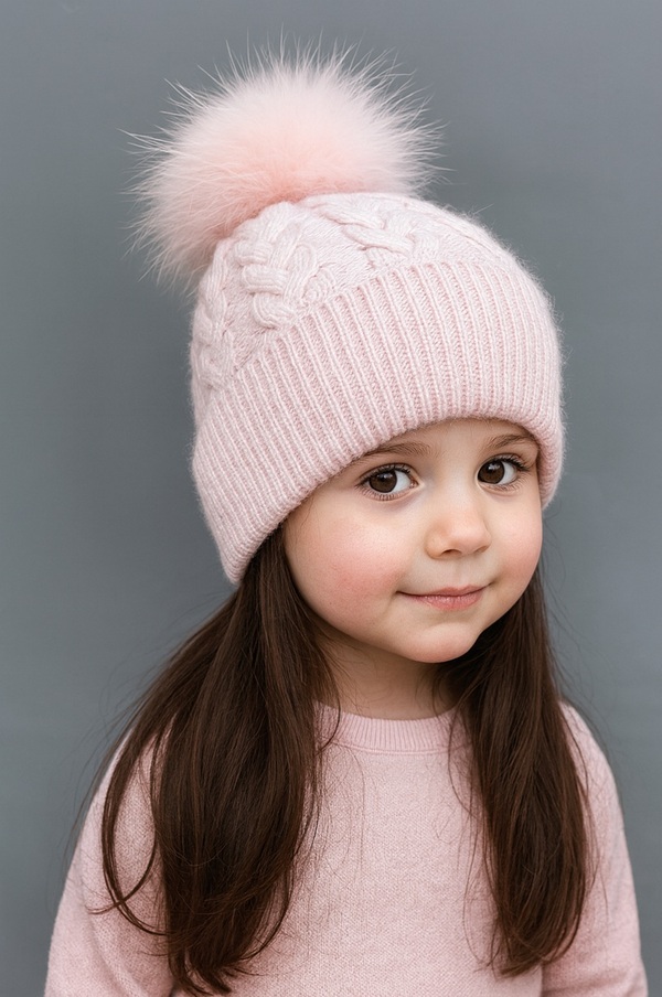 Flettet Ull lue med dusk