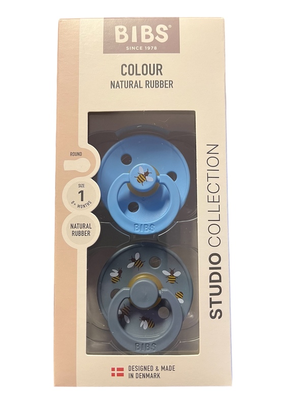 BIBS COLOUR 2 PACK BUMBLEBEE LATEX SIZE 1 ( 0 mnd+)