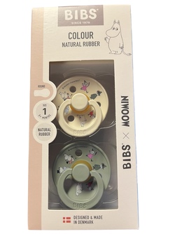 BIBS MOOMIN COLOUR  2 PACK SIZE 1 ( 1 MND +) NATURAL RUBBER  Ivory mix - Bibs
