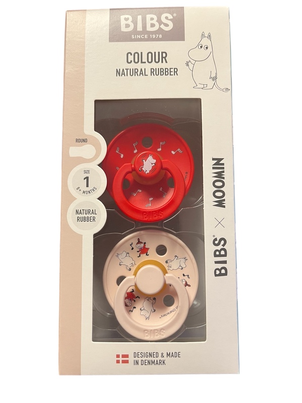 BIBS x MOOMIN COLOUR 2 PACK DANCING SIZE 1( 0MND+) NATURAL RUBBER 