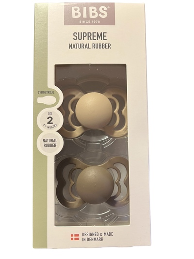 BIBS SUPREME 2 PACK SIZE 2 (6MND+) NATURAL RUBBER Vanilla/Dark Oak - Bibs