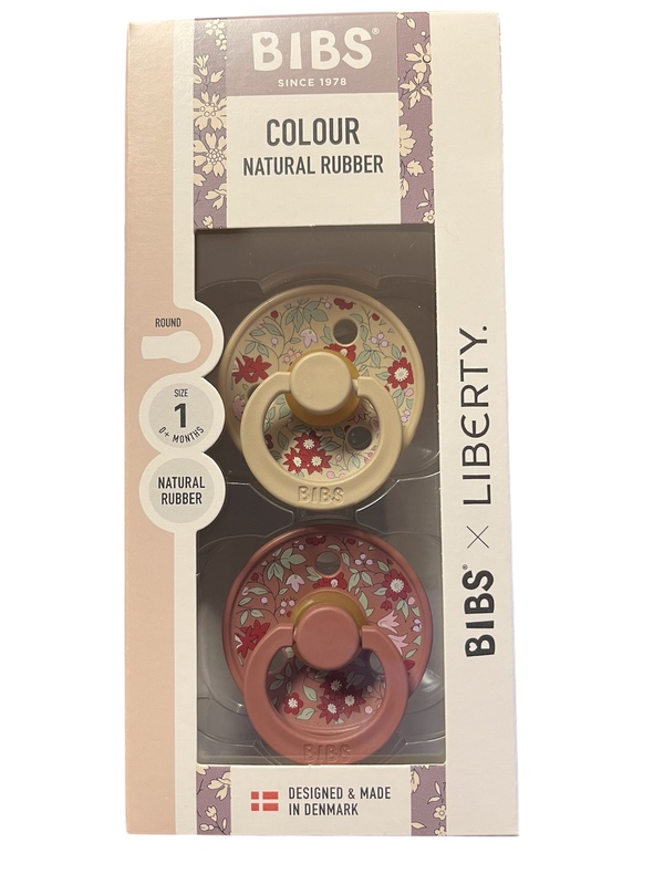 BIBS LIBERTY COLOUR 2 PACK SIZE 1 (0 mnd+) NATURAL RUBBER