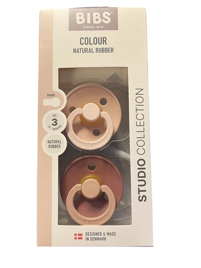 BIBS STUDIO COLOUR 2 PACK SIZE 3 (18 MND+) NATURAL RUBBER Blush Woodchuck mix - Bibs