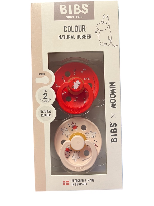 BIBS x MOOMIN COLOUR 2 PACK SZE 2 (6MND+) NATURAL RUBBER 