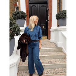 Denim topp ruffle Denim - RAH Oslo