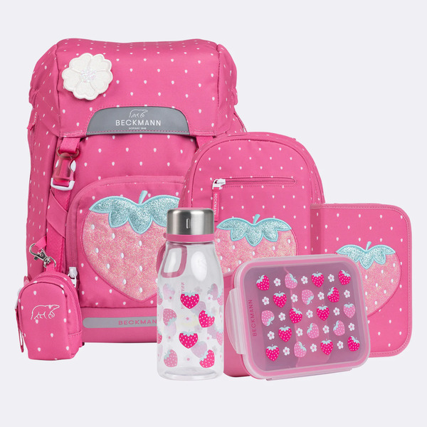 Beckmann Classic skolesekk sett, Strawberry - levering februar - NYHEIT 2026