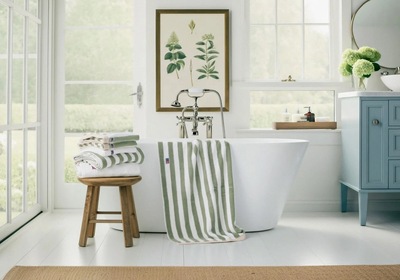 Stripete Håndkle - Vintage Green/Hvit Vintage Green/Hvit - Lexington