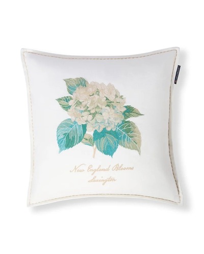 Blomsterbrodert Putetrekk i Linblanding Hvit - Lexington