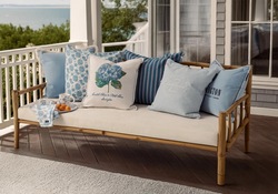 Blomsterbrodert Putetrekk i Linblanding Blå - Lexington