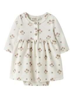 NBFLAYO SIF LS BODY DRESS LIL ATELIER Coconut Milk FLOWER PINK - LIL`ATELIER