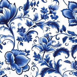 Napkin Delft Blue Florals - Lunsj 33x33cm, 20stk ikke relevant - Ambiente