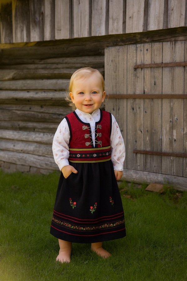 Leah "liten" Festdrakt med blomstret bluse
