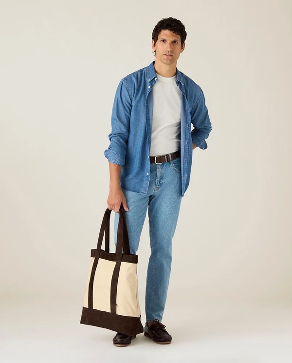 Contrast Suede Canvas Shopper