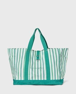Strandveske i Økologisk Bomull med Sildebensmønster, Grønn Multistripe ikke relevant - Lexington