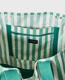 Strandveske i Økologisk Bomull med Sildebensmønster, Grønn Multistripe ikke relevant - Lexington
