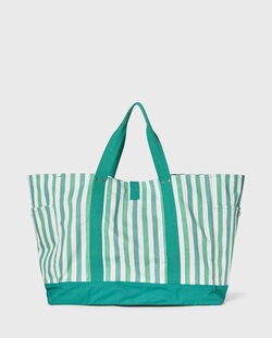 Strandveske i Økologisk Bomull med Sildebensmønster, Grønn Multistripe ikke relevant - Lexington