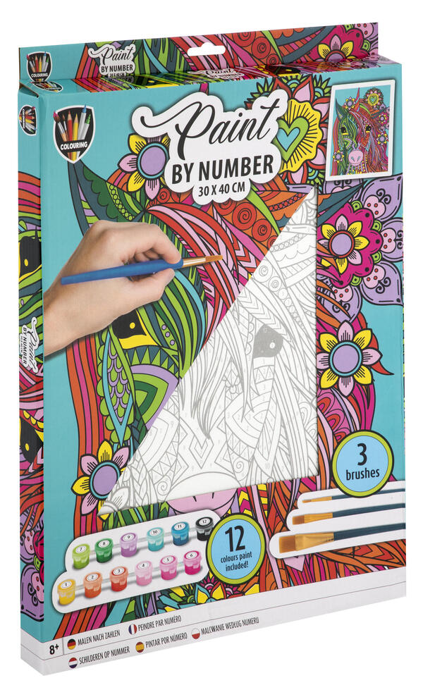 MAL PÅ NUMMER-LERRET - UNICORN (30X40CM)