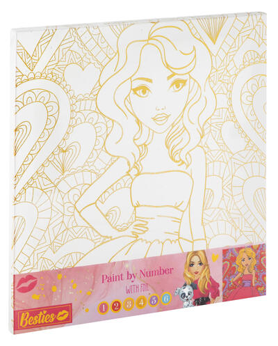 Besties PAINT BY NUMBER PÅ LERRET (30X30CM) Rosa - Salg