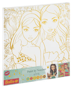 Besties PAINT BY NUMBER PÅ LERRET (30X30CM) Blå - Salg