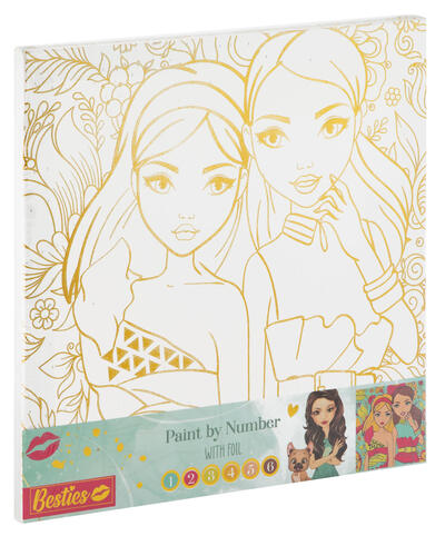 Besties PAINT BY NUMBER PÅ LERRET (30X30CM) Blå - Salg