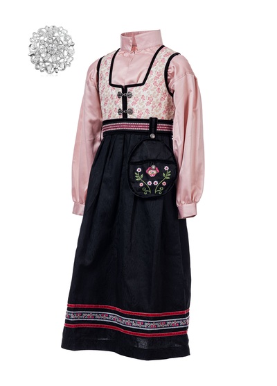 Oline Flower Festdrakt Silkebluse Veske Hvit med rosa silke - Salto