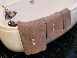 Håndkle med skimotiv Vintage Mocca - Hyttestil