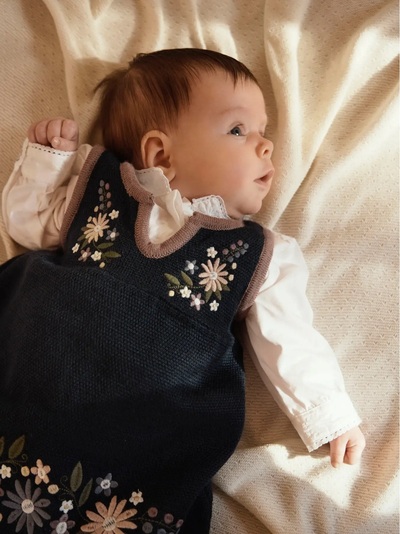 Baby strikket festdrakt 26  marine - Name It