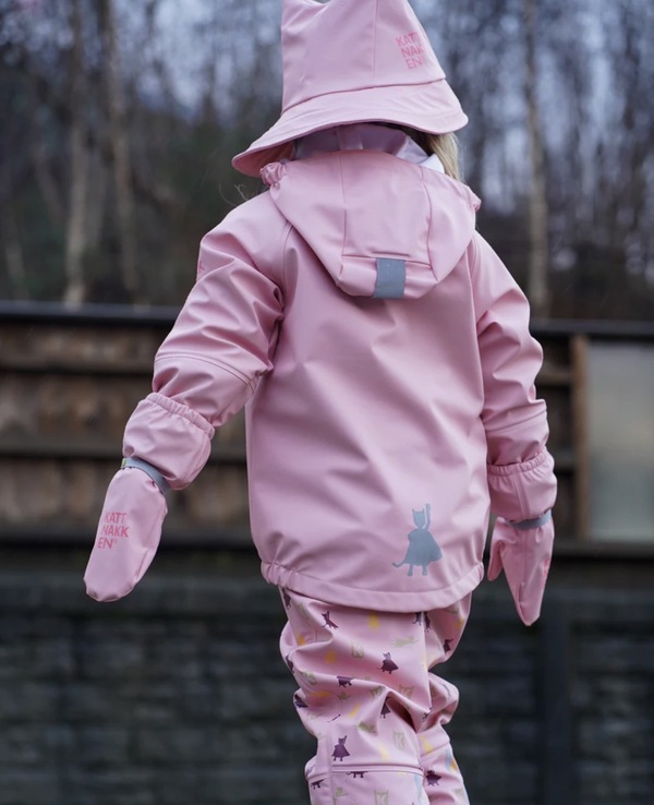 Kattnakken Regnsett Plask Rosa Krystall