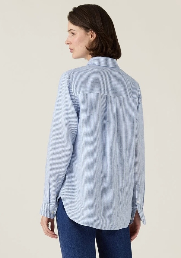 Klassisk linskjorte blå/hvit stripet