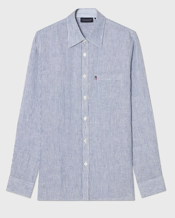 Klassisk linskjorte blå/hvit stripet