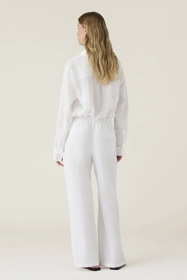 Linbukse, midjehøy med vide ben