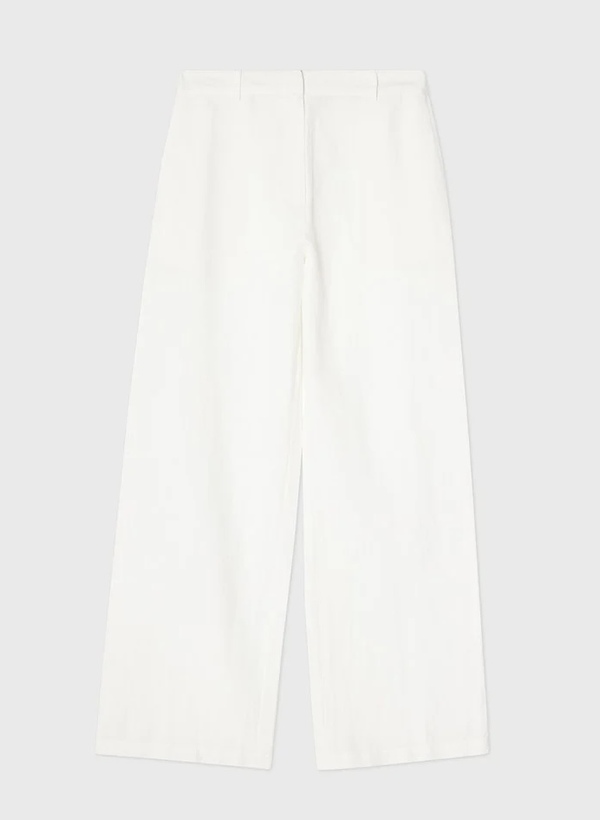 Linbukse, midjehøy med vide ben