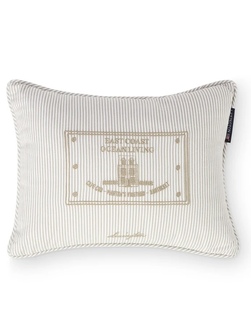 Stripet økologisk bomullspute Beige/White - Lexington