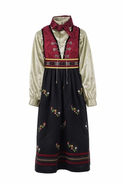 Leah Ull festdrakt Pakke Rød med salviesilke skjorte - Salto