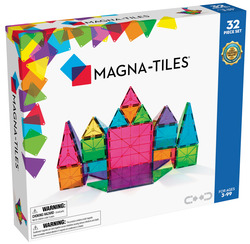 MAGNA-TILES® i klare, transparente farger, 32 stk 32stk fargerike klosser - Liniex