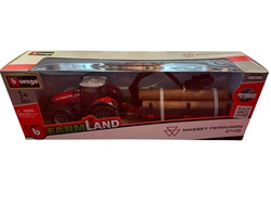 Massey Ferguson 8740S gårdstraktor med tømmerlast tømmerlast - Burago