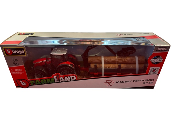 Massey Ferguson 8740S gårdstraktor med tømmerlast