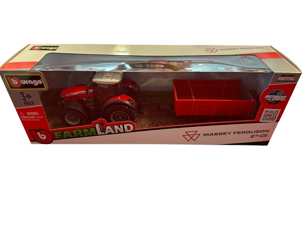 Massey Ferguson 8740S gårdstraktor med tilhenger