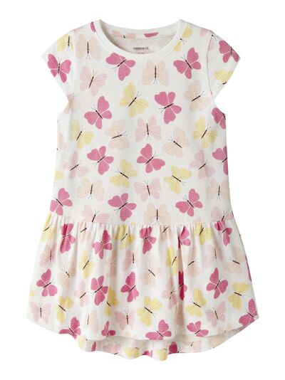 NMFVIGGA CAPSL DRESS  Bright White Pink Butterfly - Name It