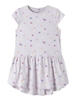 NMFVIGGA CAPSL DRESS  Lavender Fog Colorful Hearts - Name It