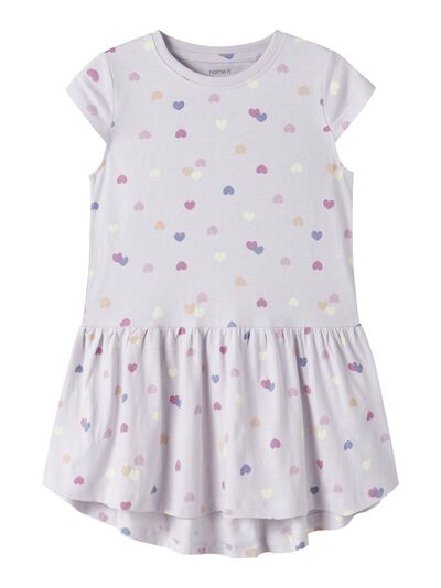 NMFVIGGA CAPSL DRESS  Lavender Fog Colorful Hearts - Name It