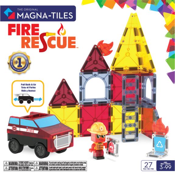  MAGNA-TILES Brann- og redningsstasjon, 27 deler