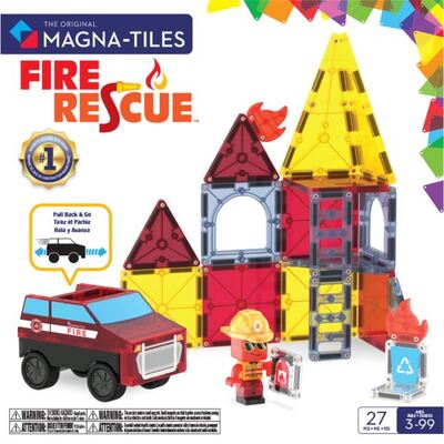  MAGNA-TILES Brann- og redningsstasjon, 27 deler Fire Rescue - Liniex