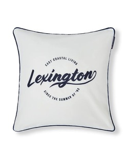 Putetrekk m/Hvit Logo i Økologisk Bomullstwill Hvit/Blå - Lexington