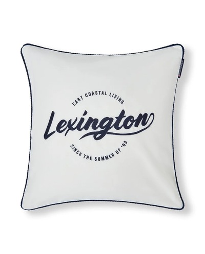 Putetrekk m/Hvit Logo i Økologisk Bomullstwill Hvit/Blå - Lexington