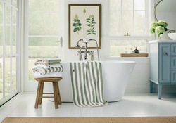 Lexington Stripete Håndkle - Vintage Green/Hvit, 100x150cm Vintage Green/Hvit - Lexington