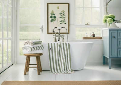 Lexington Stripete Håndkle - Vintage Green/Hvit, 100x150cm Vintage Green/Hvit - Lexington
