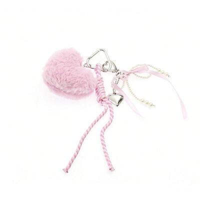  BAG CHARM ROSA PLYSJ HJERTE TINKA  Rosa plysj hjerte - Tinka