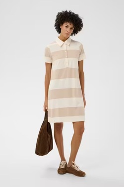 Elivia stripet kjole kort Cement Stripe - Part Two