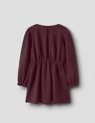 NKFROKA LS WAIST DRESS Burgundy O-neck - Name It